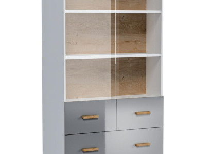 Vitrine Anrichte Schrank Regal Modern Stil Wohnzimmer Kollektion Grau Vitrinen